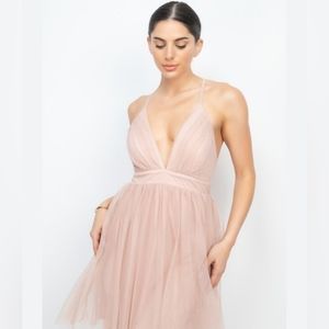 Haute Monde Deep Tulle Mini Dress